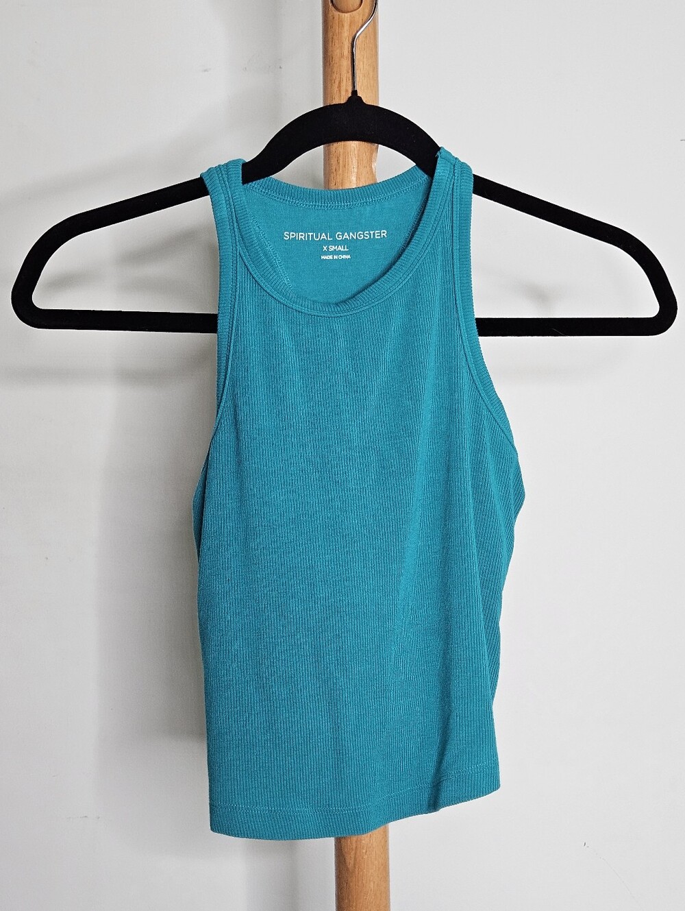 Spiritual Gangster Tori Crop Tank Teal XS